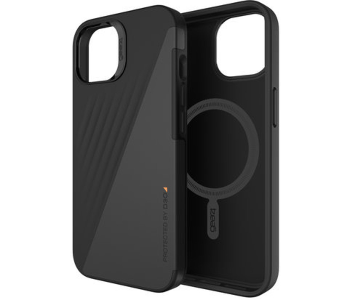 ZAGG Gear 4 Milan Snap D30 - Custodia protettiva compatibile con iPhone 14 Pro Max, sottile, antiurto, ricarica wireless, motivo vortice nero