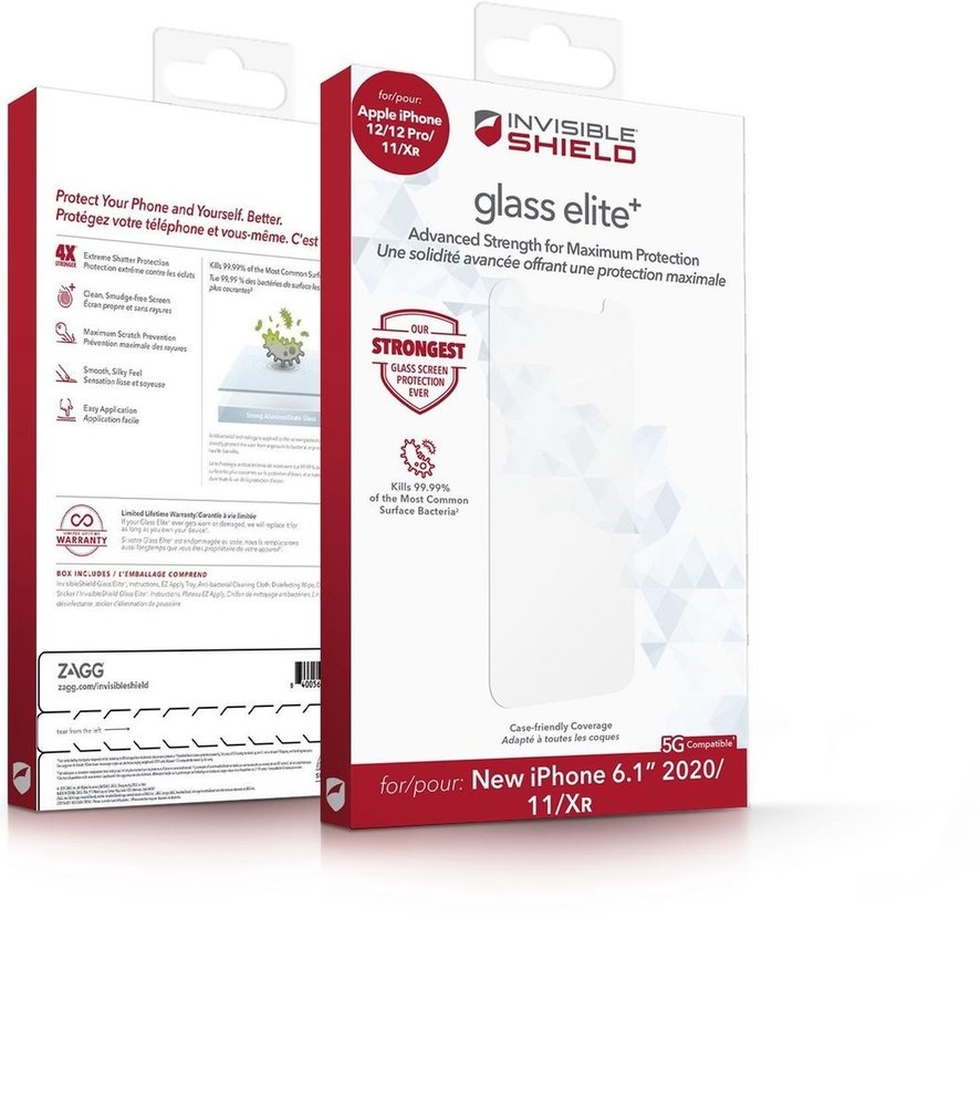 Zagg InvisibleShield Glass Elite+ iPhone 12 / 12 Pro / 11 / Xr Displayschutz Zagg InvisibleShield Glass Elite+ iPhone 12 / 12 Pro / 11 / Xr Displayschutz