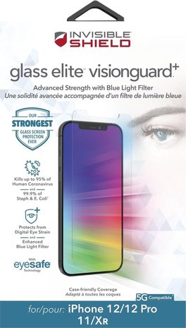 Zagg InvisibleShield Glass Elite Visionguard+ iPhone 12 / 12 Pro / 11 / Xr