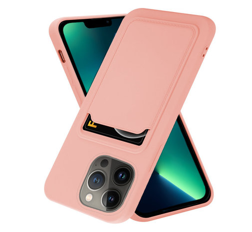 ShieldCase® ShieldCase iPhone 13 Pro Max Silikonhülle mit Kartenhalter (Rosa)