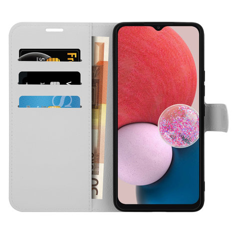 ShieldCase® ShieldCase Samsung Galaxy A13 4G Brieftasche Bücherregal (Weiß) ShieldCase® ShieldCase Samsung Galaxy A13 4G Brieftasche Bücherregal (Weiß)