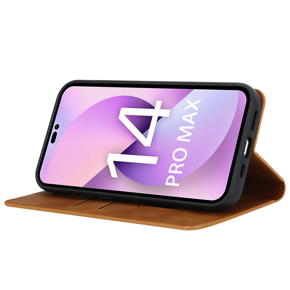 Coverzs Coverzs iPhone 14 Pro Max Luxus Book Case (Braun) Coverzs Coverzs iPhone 14 Pro Max Luxus Book Case (Braun)