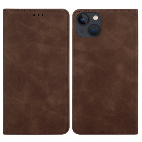 Coverzs Coverzs iPhone 14 Plus Luxus Book Case (DunkelBraun)