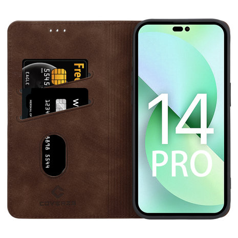 Coverzs Coverzs iPhone 14 Pro Luxe Book Case (Dunkelbraun) Coverzs Coverzs iPhone 14 Pro Luxe Book Case (Dunkelbraun)