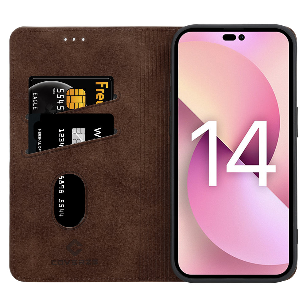 Coverzs Coverzs iPhone 14 Luxus Book Case (Dunkelbraun) Coverzs Coverzs iPhone 14 Luxus Book Case (Dunkelbraun)