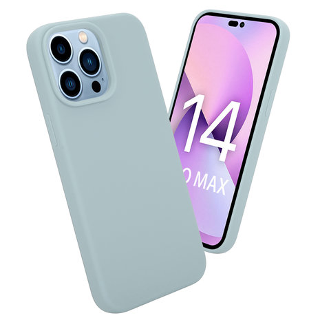 Coverzs Coverzs Luxus-Flüssigsilikonhülle iPhone 14 Pro Max (GrauBlau) Coverzs Coverzs Luxus-Flüssigsilikonhülle iPhone 14 Pro Max (GrauBlau)