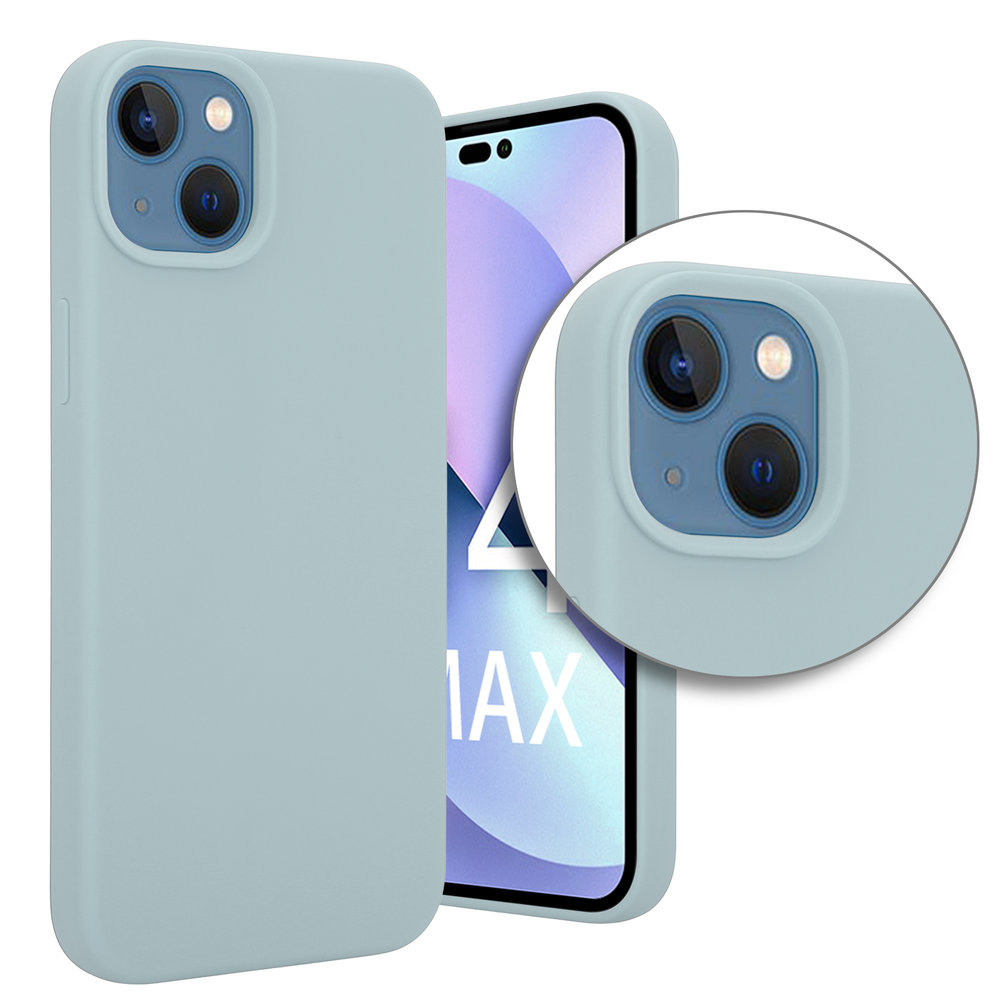 Coverzs Coverzs Luxus-Flüssigsilikonhülle iPhone 14 Plus (GrauBlau) Coverzs Coverzs Luxus-Flüssigsilikonhülle iPhone 14 Plus (GrauBlau)