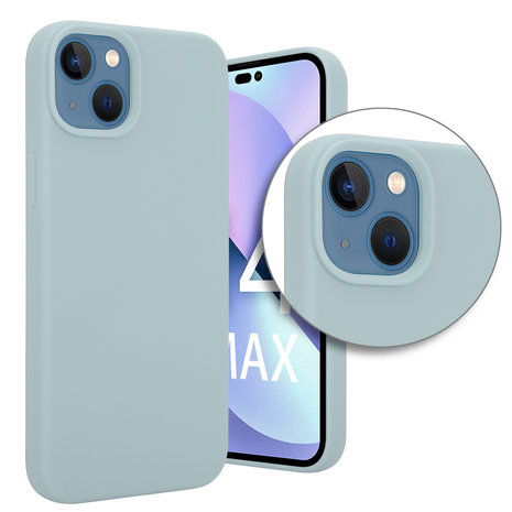 Coverzs Coverzs Luxus-Flüssigsilikonhülle iPhone 14 Plus (GrauBlau) Coverzs Coverzs Luxus-Flüssigsilikonhülle iPhone 14 Plus (GrauBlau)