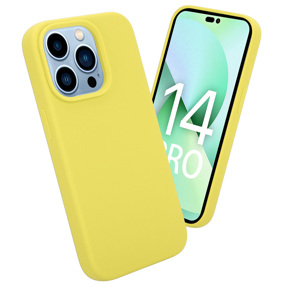 Coverzs Coverzs Luxus-Flüssigsilikonhülle iPhone 14 Pro (Gelb) Coverzs Coverzs Luxus-Flüssigsilikonhülle iPhone 14 Pro (Gelb)