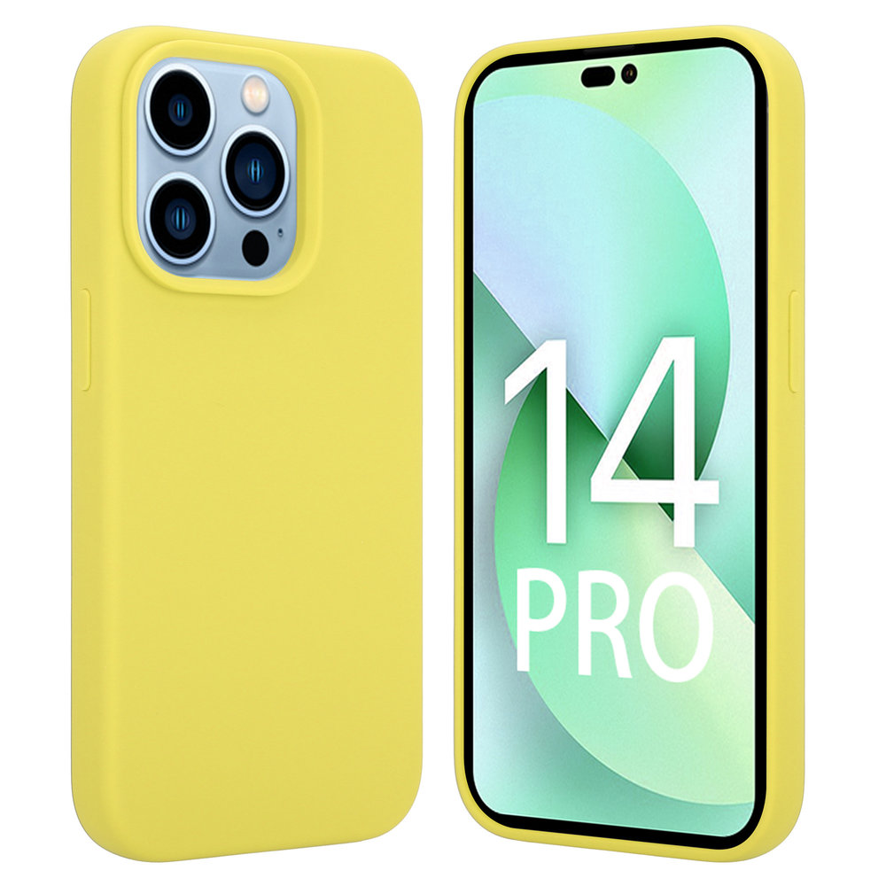 Coverzs Coverzs Luxus-Flüssigsilikonhülle iPhone 14 Pro (Gelb) Coverzs Coverzs Luxus-Flüssigsilikonhülle iPhone 14 Pro (Gelb)
