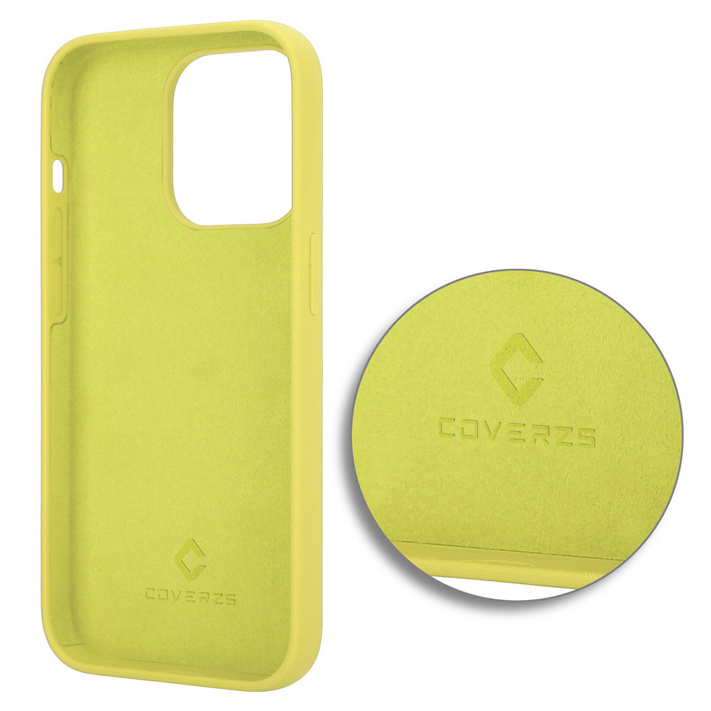 Coverzs Coverzs Luxus-Flüssigsilikonhülle iPhone 14 Pro (Gelb) Coverzs Coverzs Luxus-Flüssigsilikonhülle iPhone 14 Pro (Gelb)