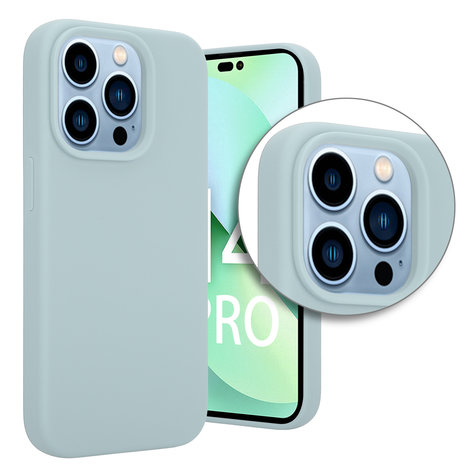 Coverzs Coverzs Luxus-Flüssigsilikonhülle iPhone 14 Pro (GrauBlau) Coverzs Coverzs Luxus-Flüssigsilikonhülle iPhone 14 Pro (GrauBlau)