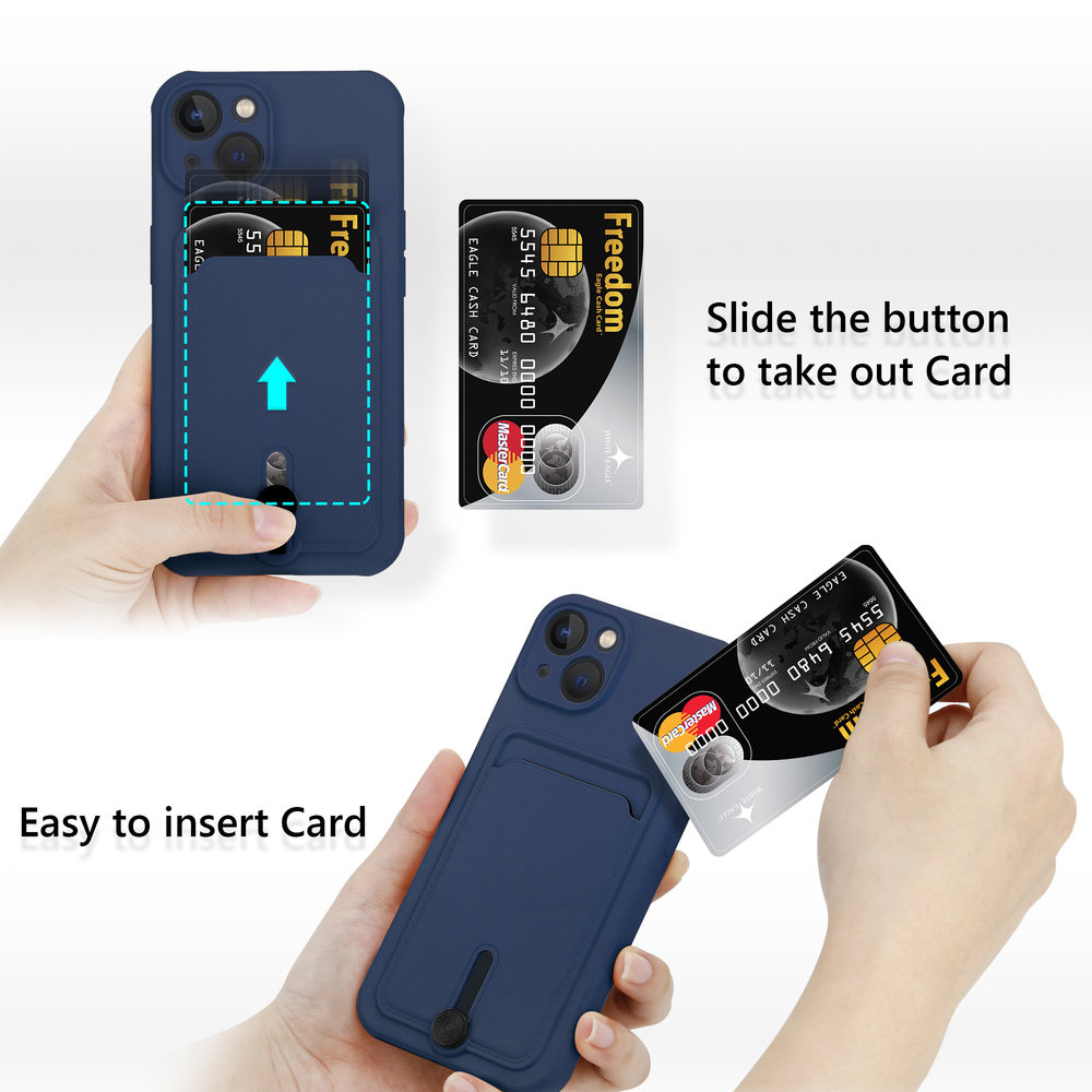 Coverzs Coverzs iPhone 13 Kartenetui mit Schieber (Blau) Coverzs Coverzs iPhone 13 Kartenetui mit Schieber (Blau)