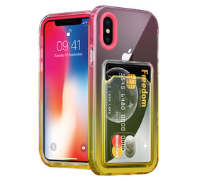 ShieldCase® iPhone X Hülle bunter Kartenhalter (Pink/Gelb) ShieldCase® iPhone X Hülle bunter Kartenhalter (Pink/Gelb)