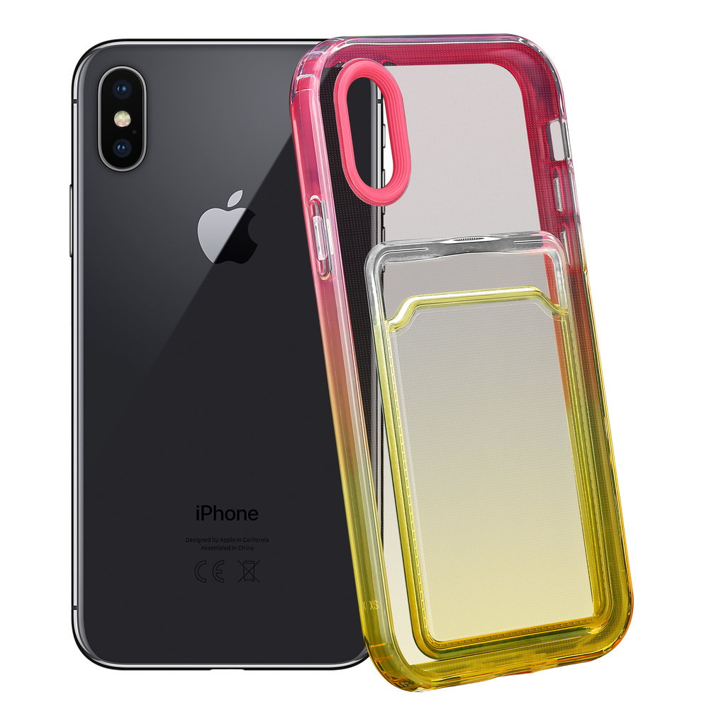 ShieldCase® ShieldCase iPhone X Hülle bunter Kartenhalter (Pink/Gelb) ShieldCase® ShieldCase iPhone X Hülle bunter Kartenhalter (Pink/Gelb)