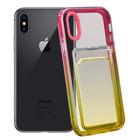 ShieldCase® ShieldCase iPhone X Hülle bunter Kartenhalter (Pink/Gelb) ShieldCase® ShieldCase iPhone X Hülle bunter Kartenhalter (Pink/Gelb)