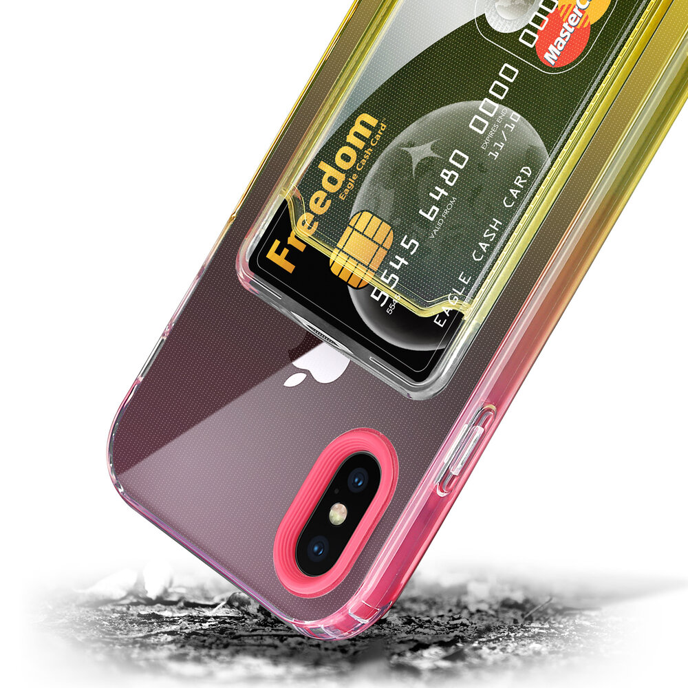 ShieldCase® ShieldCase iPhone X Hülle bunter Kartenhalter (Pink/Gelb) ShieldCase® ShieldCase iPhone X Hülle bunter Kartenhalter (Pink/Gelb)