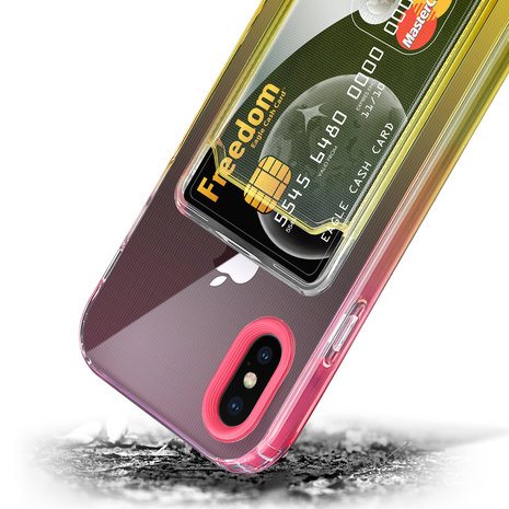 ShieldCase® ShieldCase iPhone X Hülle bunter Kartenhalter (Pink/Gelb) ShieldCase® ShieldCase iPhone X Hülle bunter Kartenhalter (Pink/Gelb)