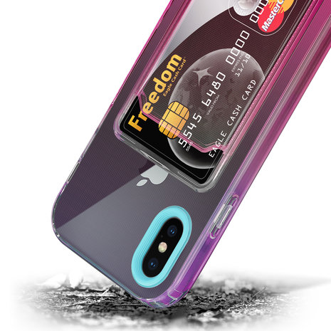 ShieldCase® ShieldCase iPhone X Hülle bunter Kartenhalter (Türkis/Pink) ShieldCase® ShieldCase iPhone X Hülle bunter Kartenhalter (Türkis/Pink)