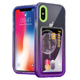 ShieldCase® iPhone X Hülle bunter Kartenhalter (Grün/Lila)