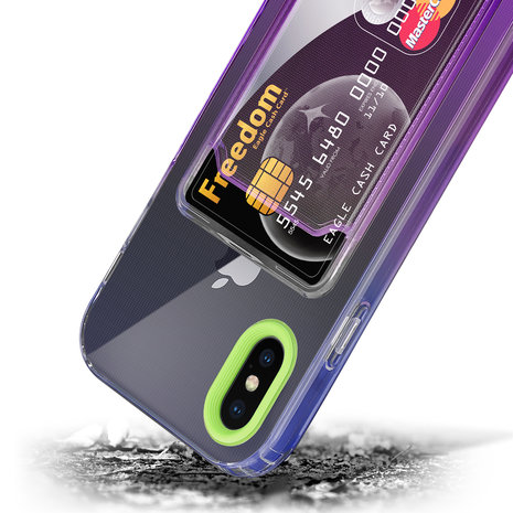ShieldCase® ShieldCase iPhone X Hülle bunter Kartenhalter (Grün/Lila) ShieldCase® ShieldCase iPhone X Hülle bunter Kartenhalter (Grün/Lila)