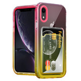 ShieldCase® iPhone Xr Hülle bunter Kartenhalter (Pink/Gelb)