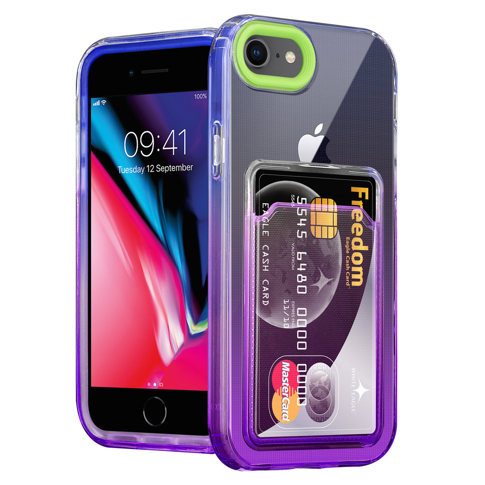 ShieldCase® ShieldCase iPhone 7/8 Hülle bunter Kartenhalter (Grün/Lila) ShieldCase® ShieldCase iPhone 7/8 Hülle bunter Kartenhalter (Grün/Lila)