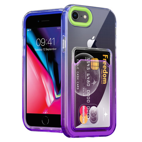 ShieldCase® ShieldCase iPhone 7/8 Hülle bunter Kartenhalter (Grün/Lila) ShieldCase® ShieldCase iPhone 7/8 Hülle bunter Kartenhalter (Grün/Lila)