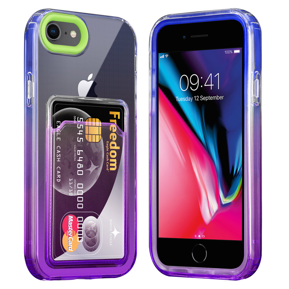 ShieldCase® ShieldCase iPhone 7/8 Hülle bunter Kartenhalter (Grün/Lila) ShieldCase® ShieldCase iPhone 7/8 Hülle bunter Kartenhalter (Grün/Lila)
