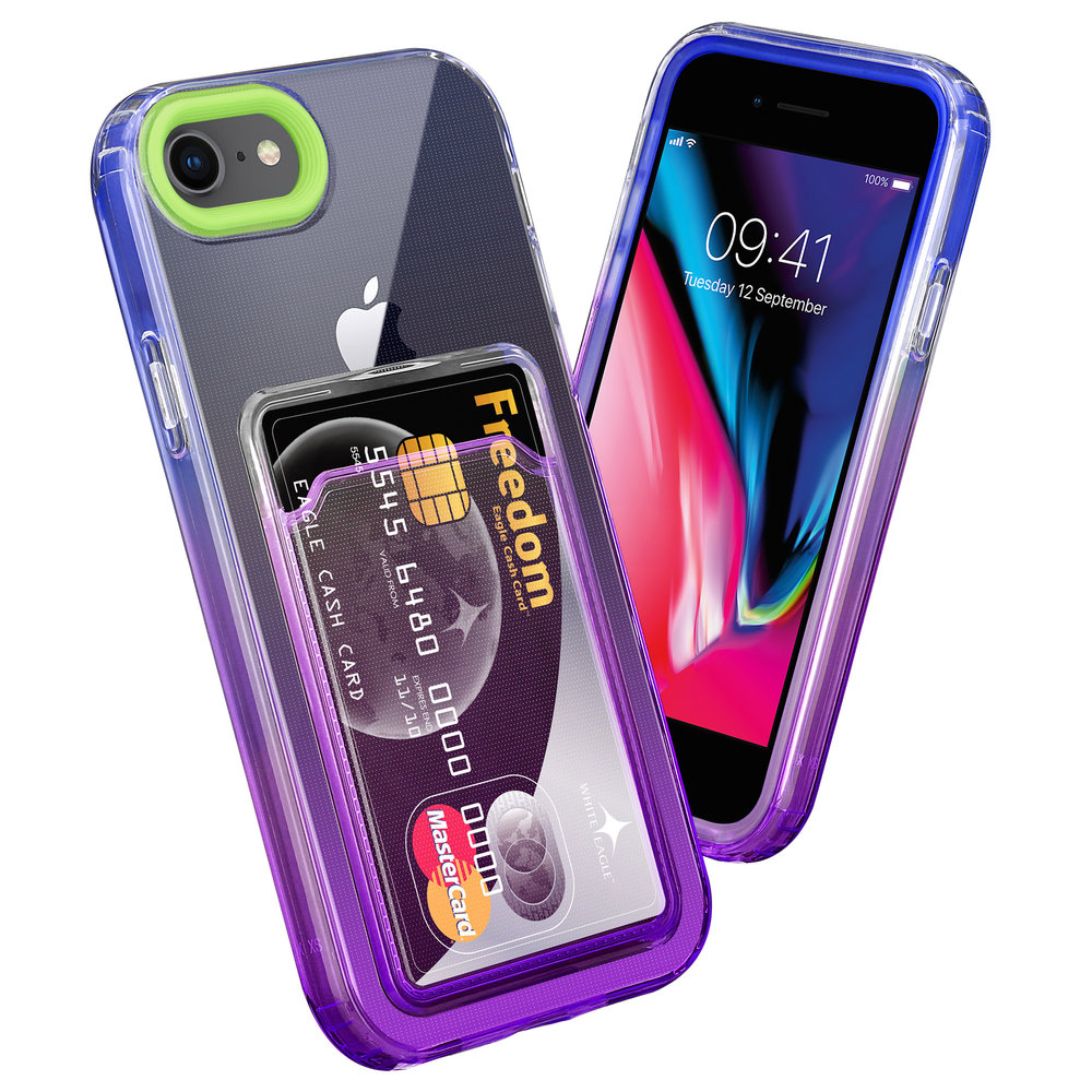 ShieldCase® ShieldCase iPhone 7/8 Hülle bunter Kartenhalter (Grün/Lila) ShieldCase® ShieldCase iPhone 7/8 Hülle bunter Kartenhalter (Grün/Lila)