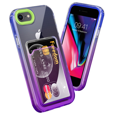 ShieldCase® ShieldCase iPhone 7/8 Hülle bunter Kartenhalter (Grün/Lila) ShieldCase® ShieldCase iPhone 7/8 Hülle bunter Kartenhalter (Grün/Lila)