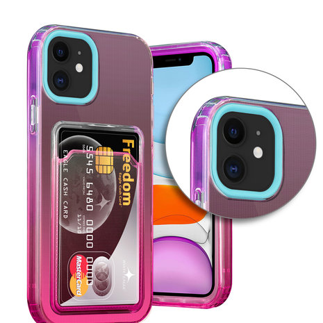 ShieldCase® ShieldCase iPhone 11 Hülle bunter Kartenhalter (Türkis/Pink) ShieldCase® ShieldCase iPhone 11 Hülle bunter Kartenhalter (Türkis/Pink)