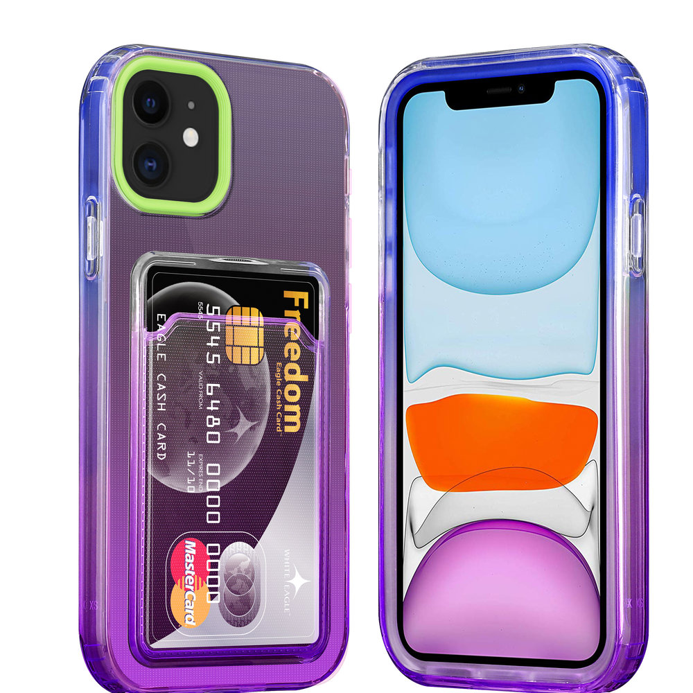 ShieldCase® ShieldCase iPhone 11 Hülle bunter Kartenhalter (Grün/Lila) ShieldCase® ShieldCase iPhone 11 Hülle bunter Kartenhalter (Grün/Lila)