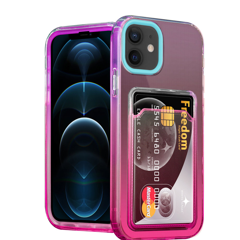 ShieldCase® ShieldCase iPhone 12 Hülle bunter Kartenhalter (Türkis/Pink) ShieldCase® ShieldCase iPhone 12 Hülle bunter Kartenhalter (Türkis/Pink)