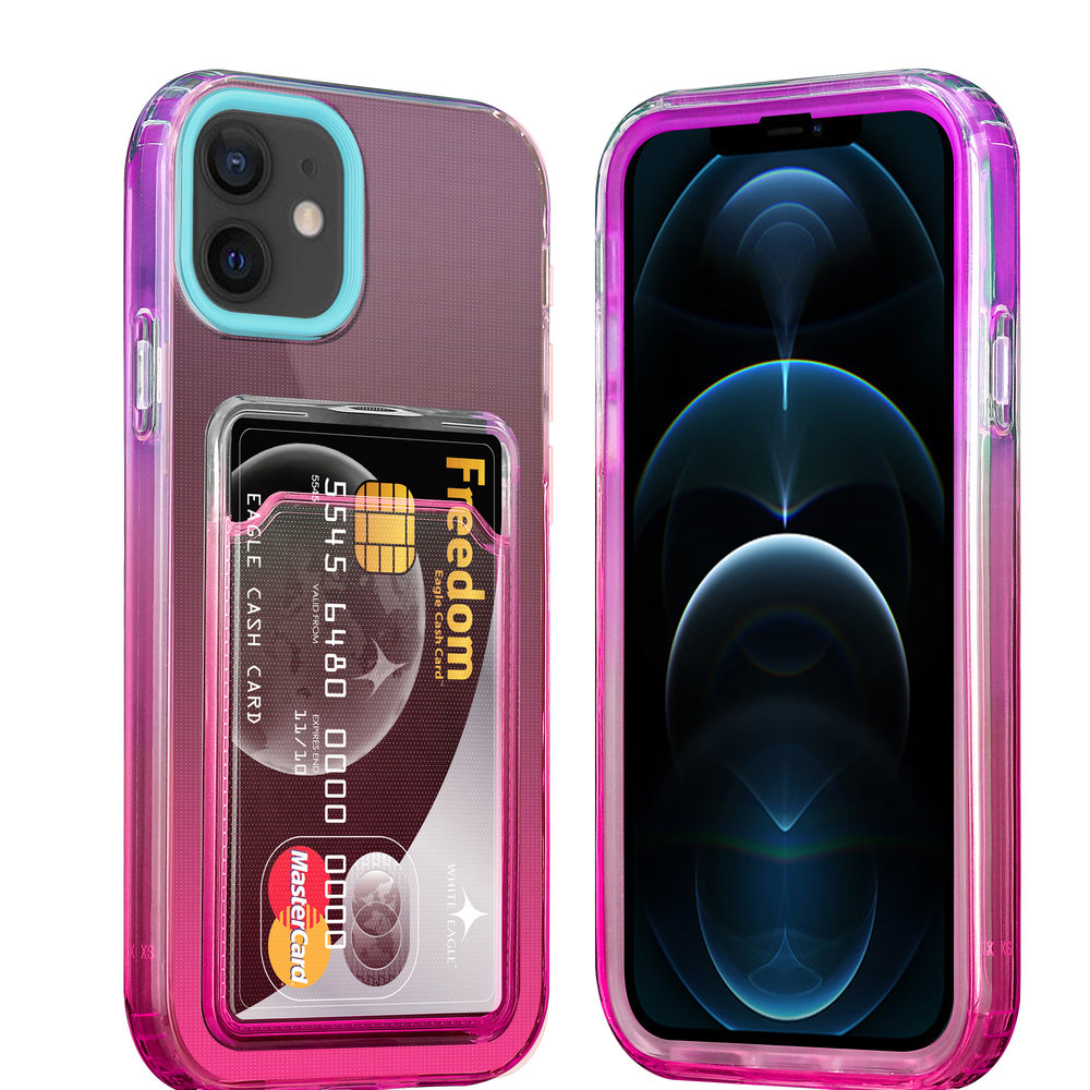 ShieldCase® ShieldCase iPhone 12 Hülle bunter Kartenhalter (Türkis/Pink) ShieldCase® ShieldCase iPhone 12 Hülle bunter Kartenhalter (Türkis/Pink)