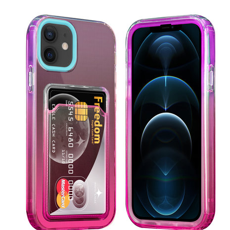 ShieldCase® ShieldCase iPhone 12 Hülle bunter Kartenhalter (Türkis/Pink) ShieldCase® ShieldCase iPhone 12 Hülle bunter Kartenhalter (Türkis/Pink)