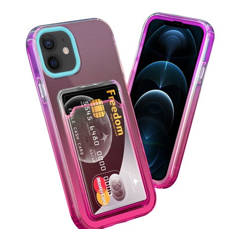 ShieldCase® ShieldCase iPhone 12 Hülle bunter Kartenhalter (Türkis/Pink) ShieldCase® ShieldCase iPhone 12 Hülle bunter Kartenhalter (Türkis/Pink)
