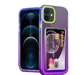 ShieldCase® iPhone 12 Hülle bunter Kartenhalter (Grün/Lila) ShieldCase® iPhone 12 Hülle bunter Kartenhalter (Grün/Lila)