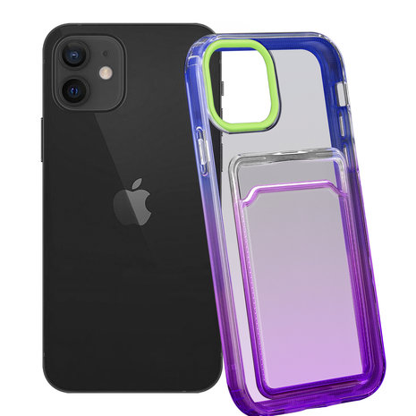 ShieldCase® ShieldCase iPhone 12 Hülle bunter Kartenhalter (Grün/Lila) ShieldCase® ShieldCase iPhone 12 Hülle bunter Kartenhalter (Grün/Lila)