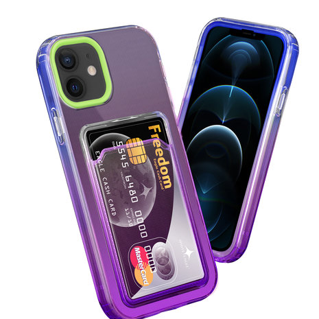 ShieldCase® ShieldCase iPhone 12 Hülle bunter Kartenhalter (Grün/Lila) ShieldCase® ShieldCase iPhone 12 Hülle bunter Kartenhalter (Grün/Lila)