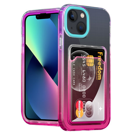 ShieldCase® ShieldCase iPhone 13 Hülle bunter Kartenhalter (Türkis/Pink) ShieldCase® ShieldCase iPhone 13 Hülle bunter Kartenhalter (Türkis/Pink)