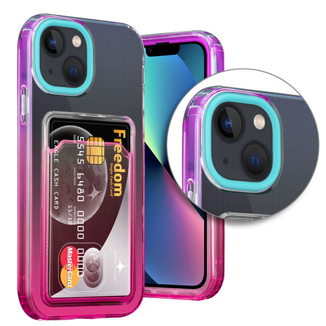 ShieldCase® ShieldCase iPhone 13 Hülle bunter Kartenhalter (Türkis/Pink) ShieldCase® ShieldCase iPhone 13 Hülle bunter Kartenhalter (Türkis/Pink)