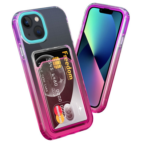 ShieldCase® ShieldCase iPhone 13 Hülle bunter Kartenhalter (Türkis/Pink) ShieldCase® ShieldCase iPhone 13 Hülle bunter Kartenhalter (Türkis/Pink)