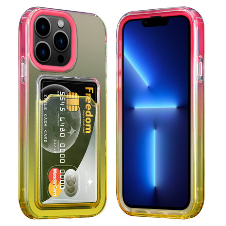 ShieldCase® ShieldCase iPhone 13 Pro Hülle bunter Kartenhalter (Pink/Gelb) ShieldCase® ShieldCase iPhone 13 Pro Hülle bunter Kartenhalter (Pink/Gelb)