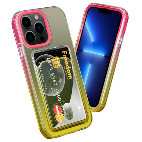 ShieldCase® ShieldCase iPhone 13 Pro Hülle bunter Kartenhalter (Pink/Gelb) ShieldCase® ShieldCase iPhone 13 Pro Hülle bunter Kartenhalter (Pink/Gelb)