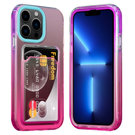 ShieldCase® ShieldCase iPhone 13 Pro Hülle bunter Kartenhalter (Türkis/Pink) ShieldCase® ShieldCase iPhone 13 Pro Hülle bunter Kartenhalter (Türkis/Pink)