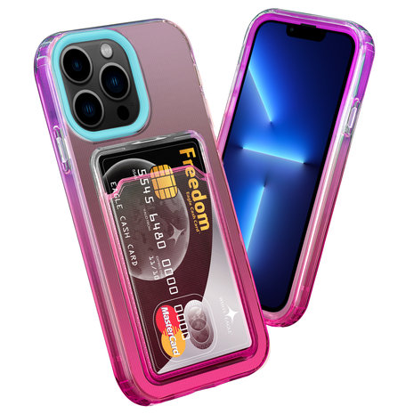 ShieldCase® ShieldCase iPhone 13 Pro Hülle bunter Kartenhalter (Türkis/Pink) ShieldCase® ShieldCase iPhone 13 Pro Hülle bunter Kartenhalter (Türkis/Pink)