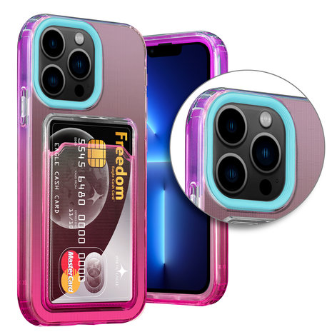 ShieldCase® ShieldCase iPhone 13 Pro Hülle bunter Kartenhalter (Türkis/Pink) ShieldCase® ShieldCase iPhone 13 Pro Hülle bunter Kartenhalter (Türkis/Pink)