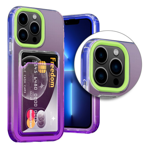 ShieldCase® ShieldCase iPhone 13 Pro Hülle bunter Kartenhalter (Grün/Lila) ShieldCase® ShieldCase iPhone 13 Pro Hülle bunter Kartenhalter (Grün/Lila)