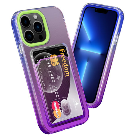 ShieldCase® ShieldCase iPhone 13 Pro Hülle bunter Kartenhalter (Grün/Lila) ShieldCase® ShieldCase iPhone 13 Pro Hülle bunter Kartenhalter (Grün/Lila)